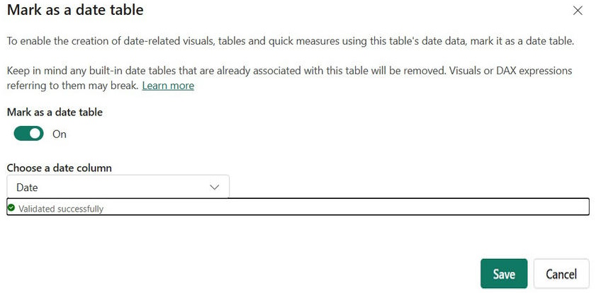 Choose a date column 